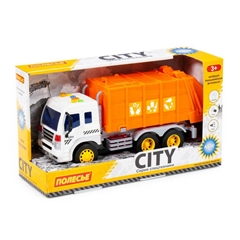 City, samochód komunalny inercyjny (ze światłem i dźwiękiem) (pomarańczowy) (w pudełku)