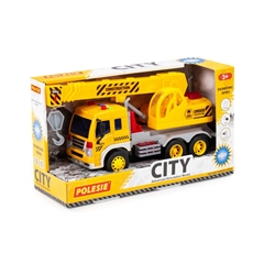 City, samochód-dźwig inercyjny (ze światłem i dźwiękiem) (żółty) (w pudełku)