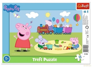 S.CENA Puzzles - _15 Ramkowe_ - Wesoy pocig/ Peppa Pig