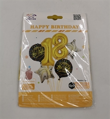 Zestaw balonów foliowych 18 Happy Birthday (2 szt cyfra 18 80cm i 4szt 45cm) BF0029