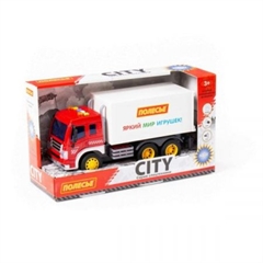 City, samochód-ciężarówka inercyjny (ze światłem i dźwiękiem) (czerwono-biały) (w pudełku)
