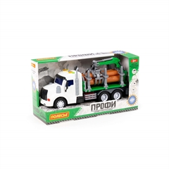 Profi, samochód do przewozu dłużycy inercyjny (ze światłem i dźwiękiem) (zielony) (w pudełku)