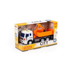 City, samochód burtowy z koparką inercyjny (ze światłem i dźwiękiem) (pomarańczowy) (w pudełku)