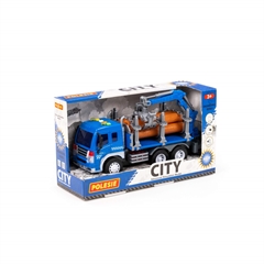 City, samochód do przewozu dłużycy inercyjny (ze światłem i dźwiękiem) (niebieski) (w pudełku)
