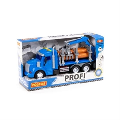 Profi, samochód do przewozu dłużycy inercyjny (ze światłem i dźwiękiem) (niebieski) (w pudełku)