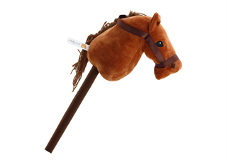 S.CENA 19534 - Pluszowa Głowa Konia Na KijuHobby Horse Koń Długowłosy BrĄzowy DŹwięki