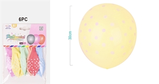 balon gumowe pastelowe w kolorowe kropki 30cm 6szt FA0515