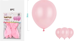 balony gumowe różowe 8szt 30cm FA0781
