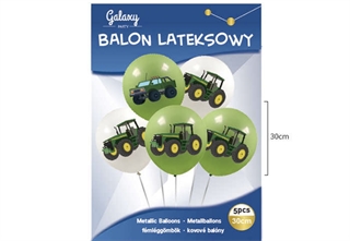 Zestaw Balonow gumowych traktory 30cm 5szt 62562