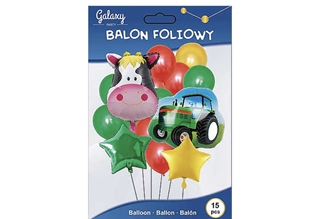Zestaw balonów zwierzątko+traktor+gumowe 15el. 62470