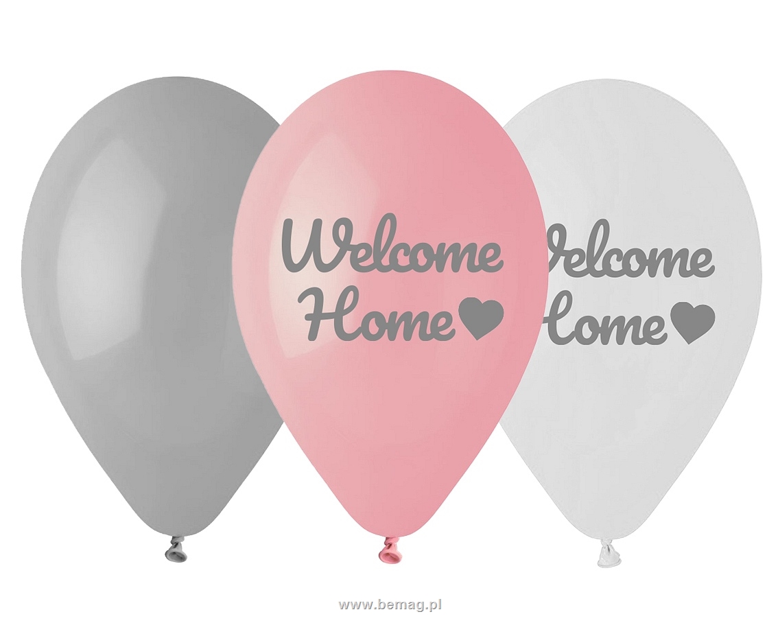Balony Premium Welcome Home, różowe, 12  / 6 szt.
