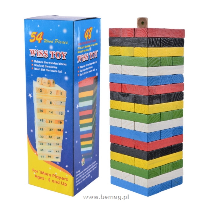 Zabawka drewniana układanka wieża ala jenga kolor 22x7x7xcm NT3682