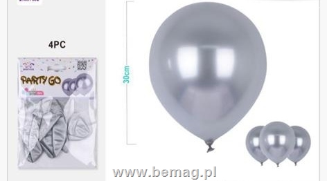 Balony gumowe srebrne 4szt 30cm FA0130