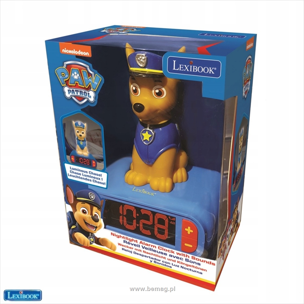 S.CENA Alarm Clock with Night Light 3D designPaw Patrol Chase and sound effects