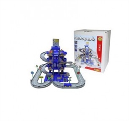 Parking 4-poziomowy z drogą i samochodami, niebieski (w pudełku)