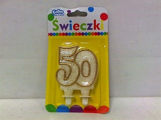 SC2 Świeczka B amp;C cyferka   50  , złoty kontur, 9 cm