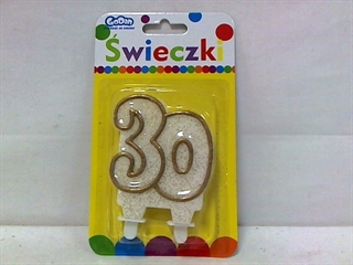 SC2 Świeczka B amp;C cyferka   30  , złoty kontur