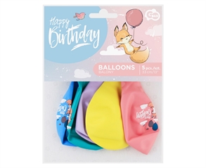 Balony Premium Hel Happy Birthday (lisek), 13  / 5 szt.