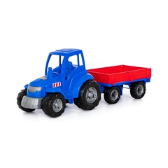 Traktor Mistrz z przyczepą (niebieski) (w siatce)