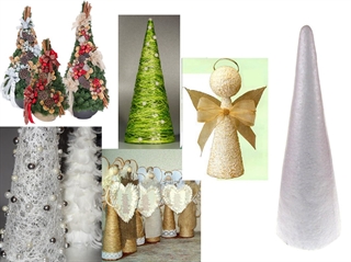 Styropianowy STOŻEK choinka do zdobienia 55 cm FOC-16112