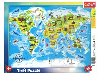S.CENA Puzzles 25 Frame World map withanimals
