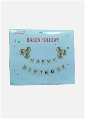 S.CENA Baner Happy Birthday+tasiemka+6 balonów