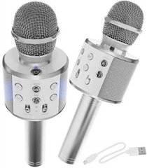 S.CENA Mikrofon karaoke z głośnikiem srebrny