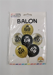 Balony gumowe na 60 urodziny złoto-czarne6szt 61075