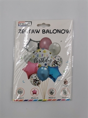 S.CENA Zestaw balonów Happy Birthday (foliowy, 3 gwiazdki, 6 gumowych) 61130