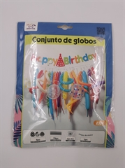 Zestaw balonów (banner Happy Birthday, 4 gumowe, 19 balonów do skręcania, 2 sznurki 5m) EFD0036