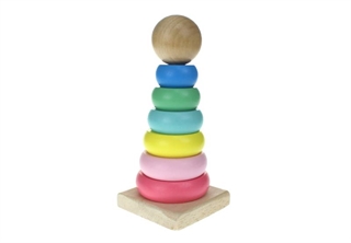 Zabawka drewniana piramida pastelowe kolory 14x6,5cm NT1161