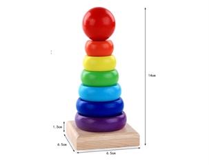 Zabawka drewniana piramida intensywne kolory 14x6,5cm NT1160