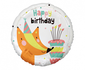 Balon foliowy Lisek z tortem (Happy Birthday), 18