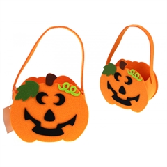 Halloween Koszyk, koszyczek filcowy DYNIA 15x16x7 cm (wysoko z rczk 25 cm) SN47909