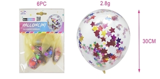Balony z konfetti 30cm 6szt FA0412