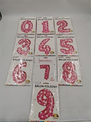 Balon foliowy cyfry 0-9 różowe w serduszka 100cm 60575