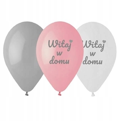 Balony Premium Witaj w domu, różowe, 12  / 6 szt.