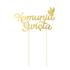 Topper na tort Komunia święta złoty 1szt. 127520