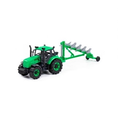 Traktor   Progress   inercyjny z pługiem (zielony) (w pudełku)