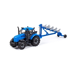 Traktor   Progress   inercyjny z pługiem (niebieski) (w pudełku)