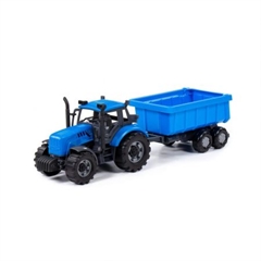 Traktor   Progress   inercyjny z przyczepą (niebieski) (w pudełku)