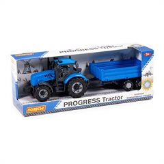 Traktor   Progress   inercyjny z przyczepą burtową (niebieski) (w pudełku)