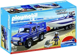 PROM Playmobil. 5187 Pojazd terenowy policji z motorówką