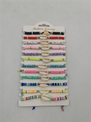 Bransoletki sznurkowe z muszelką i kolorowymi gumkami 4215-3 cena za sztukę