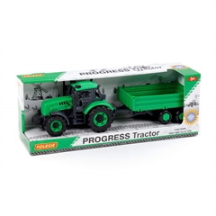 Traktor   Progress   inercyjny z przyczepą burtową (zielony) (w pudełku)