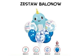 S.CENA Zestaw balonów Happy Birthday (3 foliowe, 6 gumowych) niebieskie 61608