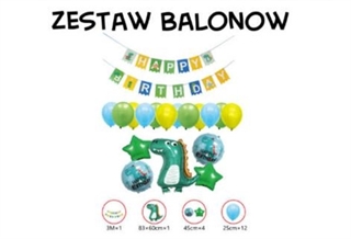 Zestaw balonów Happy Birthday dinozaur (1 baner, 5 foliowych, 12 gumowych) 61618