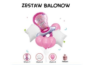 Zestaw balonów It apos;s a girl (3 foliowe, 4gumowe) 61601