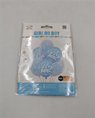 Balony gumowe 6szt 30cm Girl or Boy niebieskie FD0126
