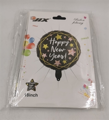 Balon foliowy okrągły Happy New Year 18   czany w gwiazdki